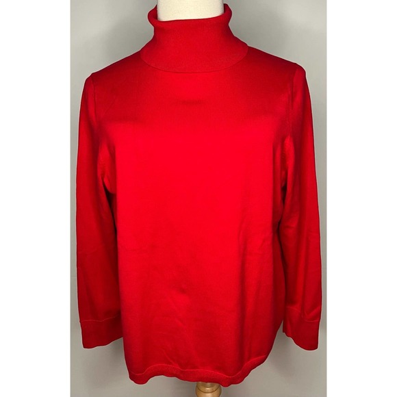 Talbots Plus women's Christmas red turtleneck pullover sweater long sleeve 2X - Picture 1 of 8